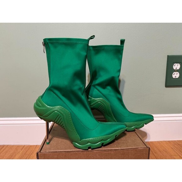 Tsrenlmln Green Women's Ankle Boots Booties High Spike Stiletto Size 12 - Picture 1 of 6